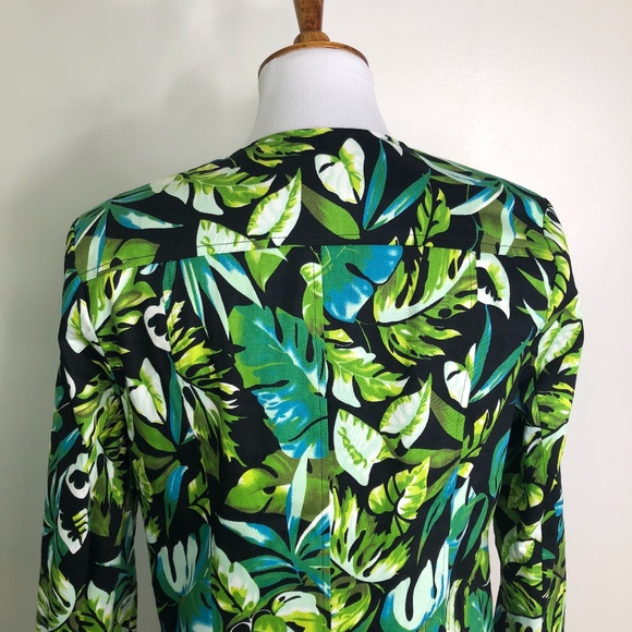 WD.NY Tropical Leaf Moto Jacket Sz. M Black Green - Picture 7 of 12